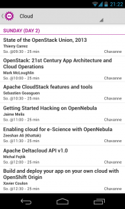 FOSDEM 2013 app for Android (Screenshot)